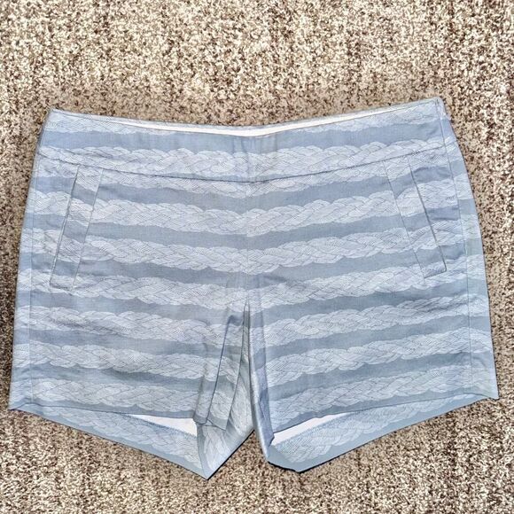 J. Crew Women's Pull On Blue Striped Stretch Summer Shorts Size 8 - Picture 1 of 9